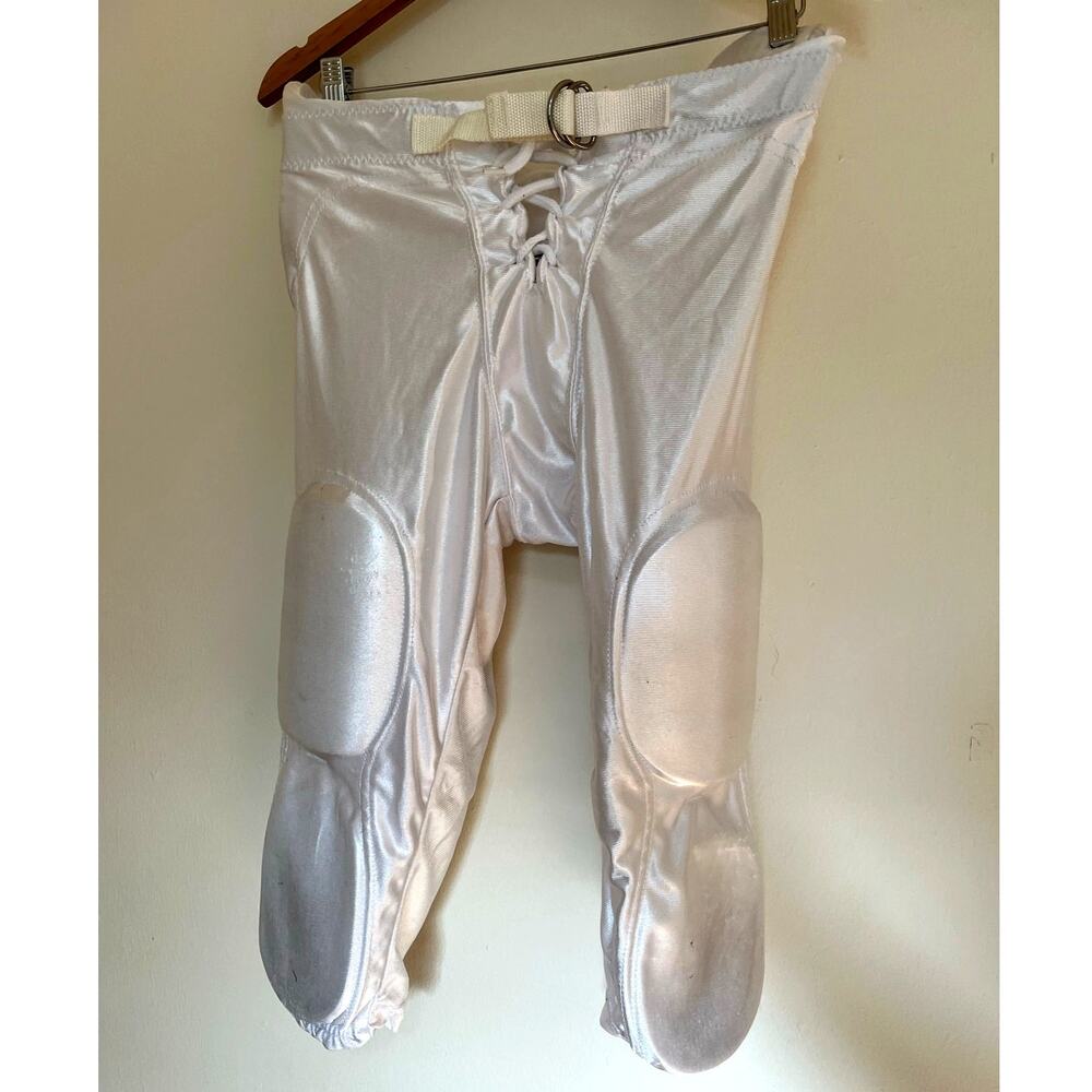 VKM Venus Youth XL White Padded Football Pants Integrated Pads Belt